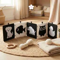 High Contrast Baby Animal Felt Cards Newborn Visual Stimulation - thumbnail 2