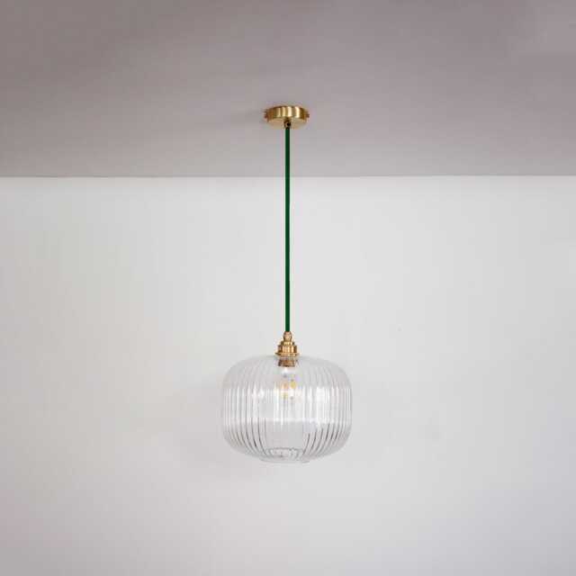 Clear Reeded Glass Pendant Light - image 1