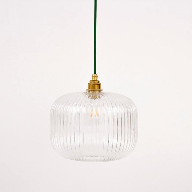 Clear Reeded Glass Pendant Light