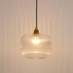Clear Reeded Glass Pendant Light - thumbnail 2