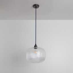 Clear Reeded Glass Pendant Light - thumbnail 2