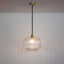 Clear Reeded Glass Pendant Light - thumbnail 4