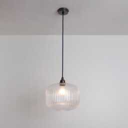 Clear Reeded Glass Pendant Light - thumbnail 3