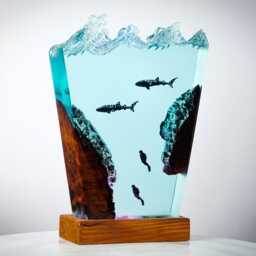 Premium Rays Ocean Lamp - Handmade Spirit Resin Inspired Crystal Light, Deep Sea Epoxy Art & Unique Gift For Nature Lovers - thumbnail 3
