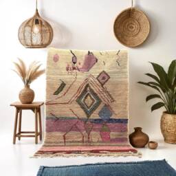 Handmade Boujad Wool Rug, Authentic Moroccan Berber Carpet - thumbnail 2