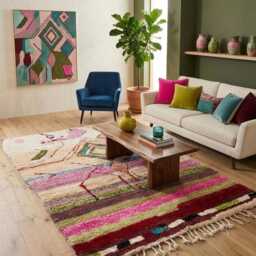 Handmade Boujad Wool Rug, Authentic Moroccan Berber Carpet - thumbnail 3