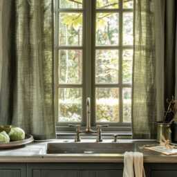 Customized Linen Cafe Curtain 1 Panel Linen Sabby Chic Curtains Extra Long Curtain Natural Window Washed Drapes - thumbnail 1