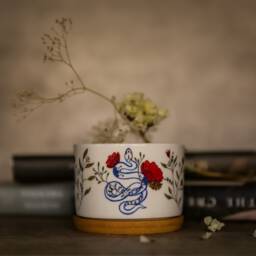 Floral Snake Ceramic Planter - Year Of Design, Succulent Pot