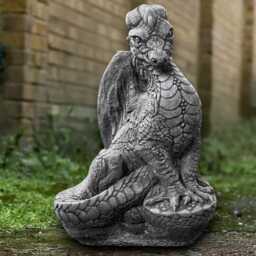 Fantasy Dragon Sculpture Concrete Statue Gothic Decoration Wildlife Ornament Handmade Sitting Art - thumbnail 4