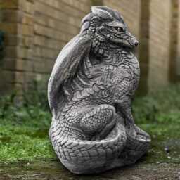 Fantasy Dragon Sculpture Concrete Statue Gothic Decoration Wildlife Ornament Handmade Sitting Art - thumbnail 2