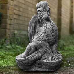 Fantasy Dragon Sculpture Concrete Statue Gothic Decoration Wildlife Ornament Handmade Sitting Art - thumbnail 1