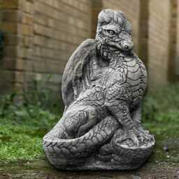 Fantasy Dragon Sculpture Concrete Statue Gothic Decoration Wildlife Ornament Handmade Sitting Art - thumbnail 3