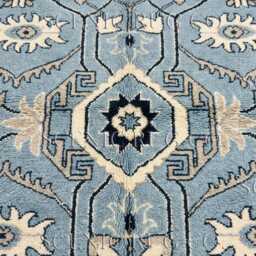 Hand Knotted Wool Rug, Turkish Oushak Traditions, Powder Blue Home Decor - thumbnail 3