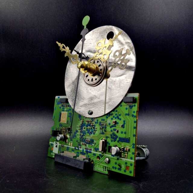 Recycled Computer Part Desk Clock Geek Tech Gift - image 1
