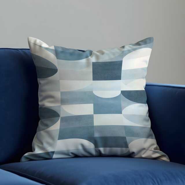Blue Grey Abstract Cushion Cover, Modern Geometric Pillow Case, Minimalist Decorative Sofa Throw Pillowcase - image 1