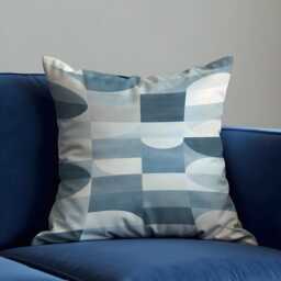 Blue Grey Abstract Cushion Cover, Modern Geometric Pillow Case, Minimalist Decorative Sofa Throw Pillowcase - thumbnail 1