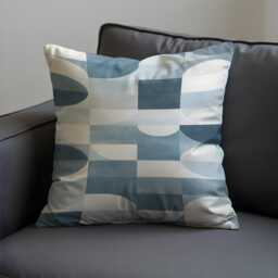 Blue Grey Abstract Cushion Cover, Modern Geometric Pillow Case, Minimalist Decorative Sofa Throw Pillowcase - thumbnail 3