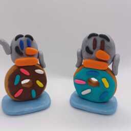 Polymer Clay Penguins With Donuts Mini Statues - thumbnail 4