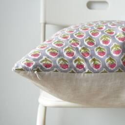 "Block Print Pillow Cover Floral Batik, Natural Dyed - 20"" X 20" - thumbnail 4