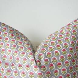"Block Print Pillow Cover Floral Batik, Natural Dyed - 20"" X 20" - thumbnail 3