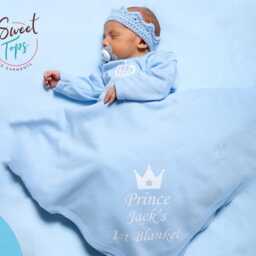 Baby Prince 1st Blue Blanket Personalised - thumbnail 2