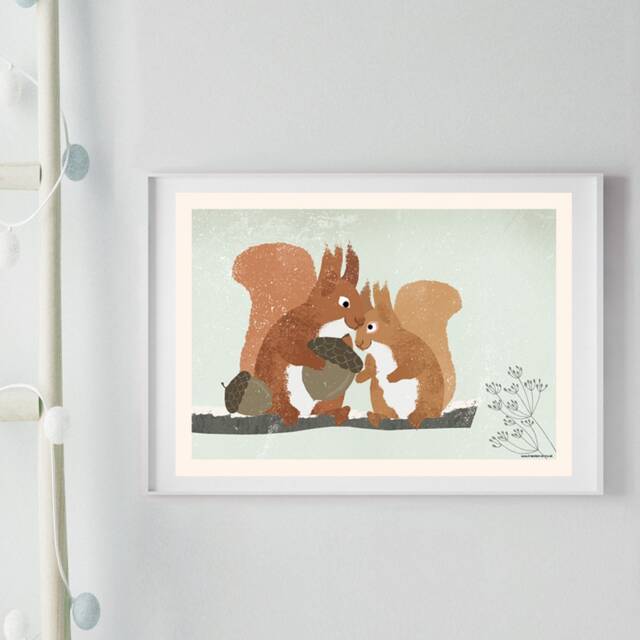 Squirrel Poster, Christmas Illustrations, Animal Picture, Children's Room Decoration, Winter Poster - image 1