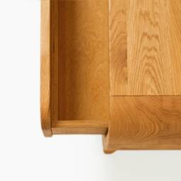 Solid Oak Coffee Table With Drawer, Art Deco Style - thumbnail 4