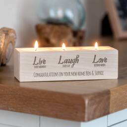 Personalised Wood Candle Holder New Home Gift, Live Laugh Love - Lc400 - thumbnail 1