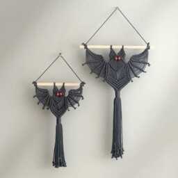 Dark Academia Macrame Bat Wall Hanging - Intellectual Gothic Halloween Decor V12