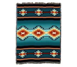 Aydin Southwest Woven Tapestry Blanket, Native American Inspired Pattern, Tribal Camp Throw 100% Cotton Made in Usa 72x54