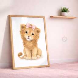 Pink Safari Nursery Print Set - Personalised Girls Animal Wall Art, Bedroom Decor, Lion Tiger - thumbnail 3
