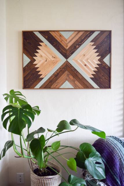 Indra Geometric Wood Wall Art Modern Boho Decor - image 1