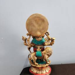 Brass Ganesha Statue Lion Idol, Good Luck God - 12 Inch - thumbnail 4