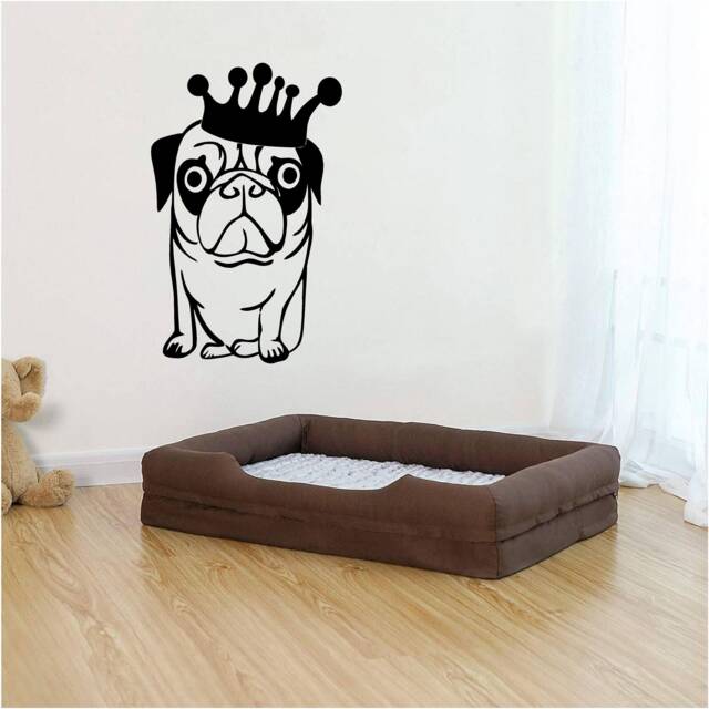 King Pug Vinyl Wall Art, Decal, Sticker, Transfer, Mural, Removable, Decor, Rent Friendly, Interior, Exterior, Full Wall, Home Decor - 1002 - image 1