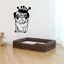 King Pug Vinyl Wall Art, Decal, Sticker, Transfer, Mural, Removable, Decor, Rent Friendly, Interior, Exterior, Full Wall, Home Decor - 1002 - thumbnail 1