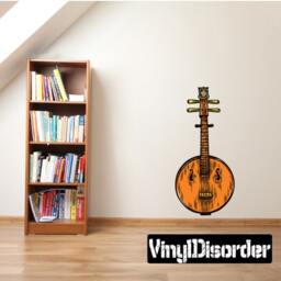 Chinese Instrument Scroll Wall Decal - Fabric Vinyl Removable & Reusable Chineseinstrumentuscolor001Et