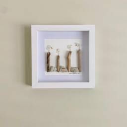 Cornish Seagull Wall Art Framed Sea Glass Picture Lover Gift Handmade in Cornwall - thumbnail 1
