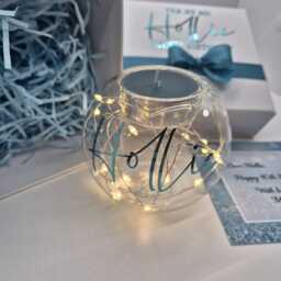 Personalised Birthday Gift Candle Tealight Holder, Light Up Set For Women, Keepsake 18Th 21st 30Th 40Th 50Th 60Th 70Th 80Th 90Th - thumbnail 2