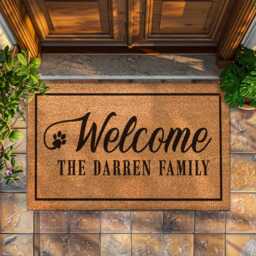 Dog Family Name Doormat - Personalized With Paw Prints Custom Welcome Mat Owner Gift Door - thumbnail 1