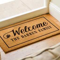 Dog Family Name Doormat - Personalized With Paw Prints Custom Welcome Mat Owner Gift Door - thumbnail 2
