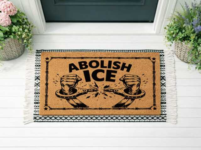 Abolish Ice No Human Is Illegal Doormat - Outdoor Decor Front Porch Protest Political Activist Gift - image 1