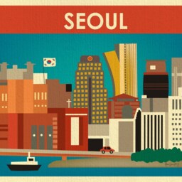 Seoul Skyline Art Print, South Korea Wall Art, Korean Travel Poster, Horizontal Nursery - Style E8-O-Seo - thumbnail 2