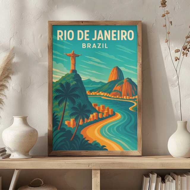 Rio De Janeiro Travel Poster - Retro Brazil Art Print - image 1