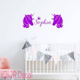 Unicorn Name Wall Decal, Personalized Nursery Decor - thumbnail 2