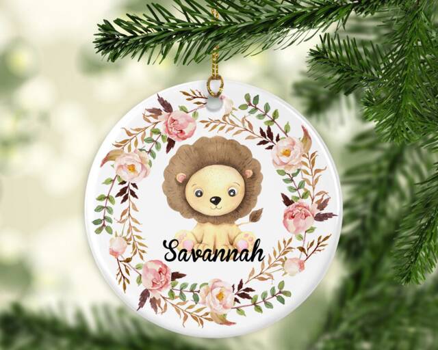 Personalised Lion Christmas Ornament Kids Animal Decor - image 1