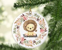 Personalised Lion Christmas Ornament Kids Animal Decor - thumbnail 1