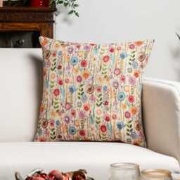 Secret Garden Tapestry Cushion. Wildflower Floral Design in Multicoloured. 17x17
