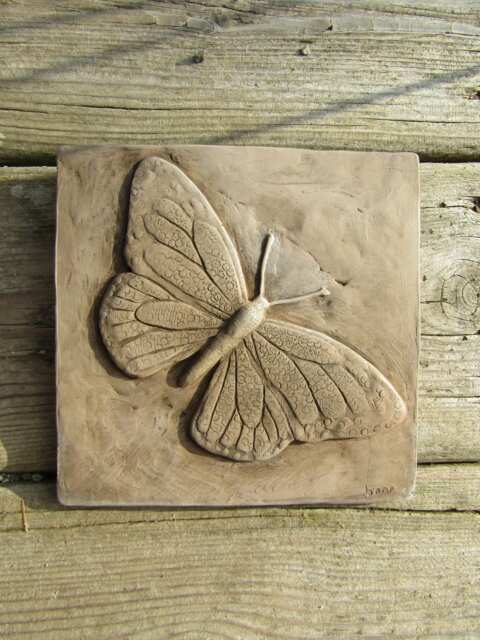 Monarch Butterfly 6 X Inch Concrete Art Tile - image 1