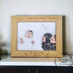 Personalised Wooden Photo Frame New Baby Date Of Birth, Weight, Named, Gift, Christening Baptism Birthday - thumbnail 2
