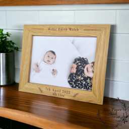 Personalised Wooden Photo Frame New Baby Date Of Birth, Weight, Named, Gift, Christening Baptism Birthday - thumbnail 1